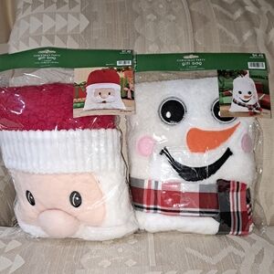 Festive Santa and Snowman Holiday Gift Bags